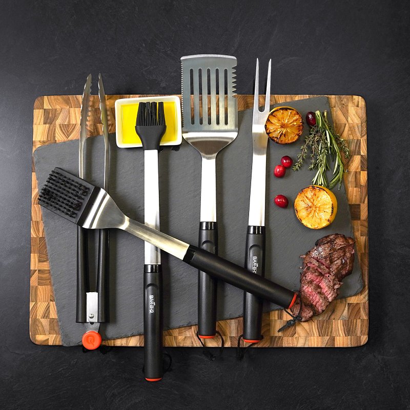 Mr. BAR-B-Q 20150Y Spatula, Stainless Steel Blade, Stainless Steel, Plastic Handle, Round Handle