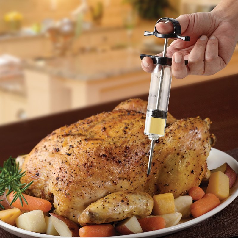Mr. BAR-B-Q 40100Y Seasoning/Marinade Injector, 2 oz Capacity, Oversized Needle