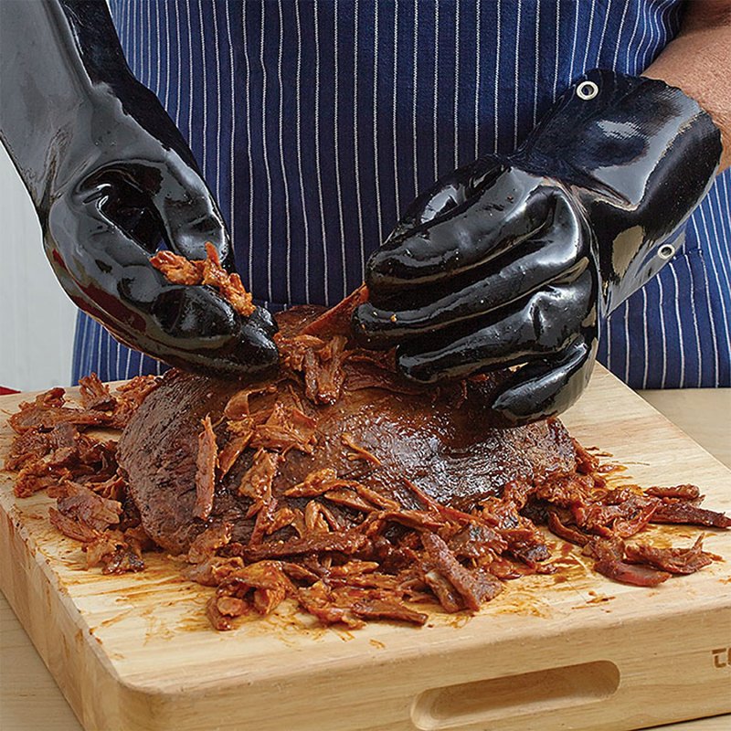 Mr. BAR-B-Q 40111Y Insulated Barbecue Gloves, Rubber, Black