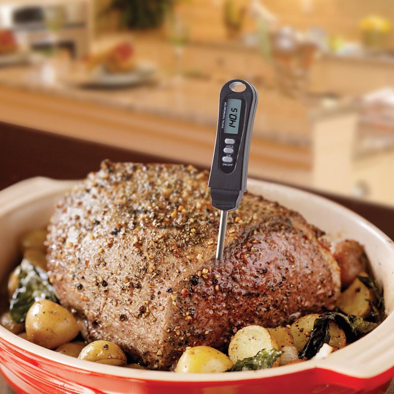 Mr. BAR-B-Q 40173Y Digital Meat Thermometer, LCD Display, Black