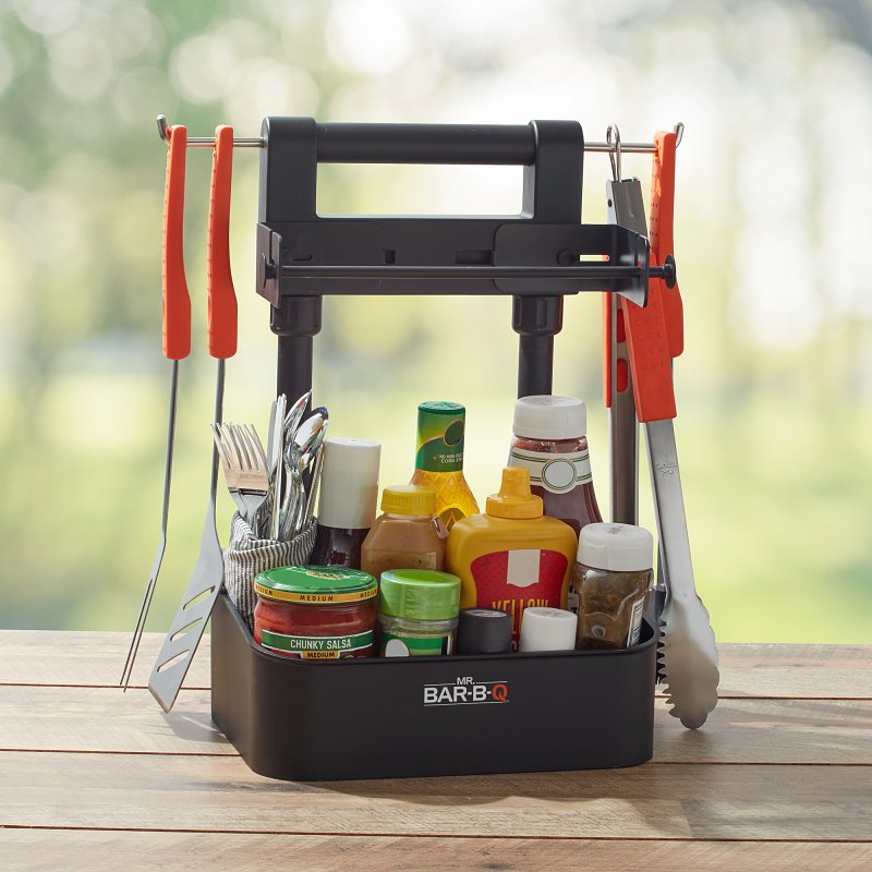 Mr. BAR-B-Q 40410Y Collapsible BBQ Caddy, Plastic, Black