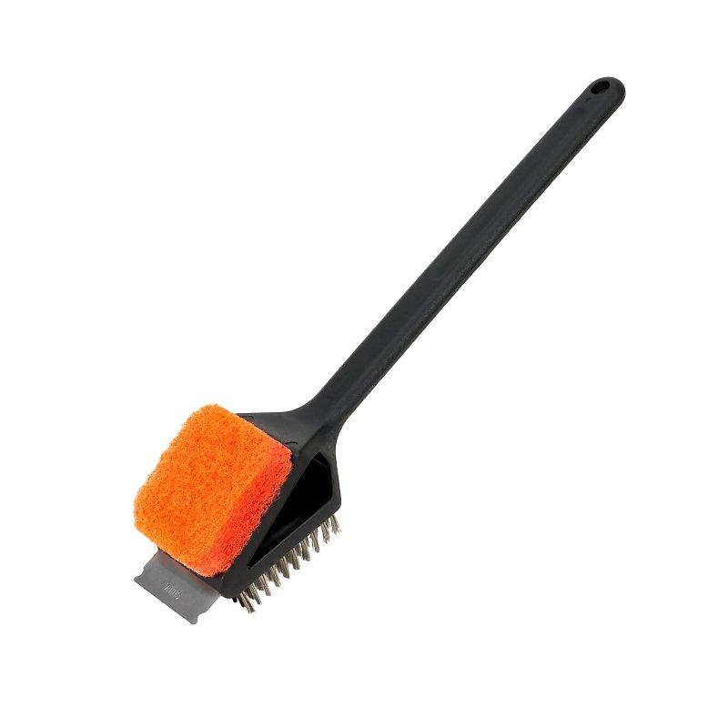 Mr. BAR-B-Q 60320Y Dual Head Grill Brush with Scrub Pad, Stainless Steel Bristle, Easy-Grip Handle
