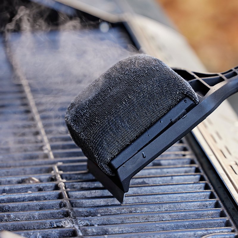 Mr. BAR-B-Q 60400SDZ Bristle-Free Steam Clean BBQ Brush, Stainless Steel Bristle, Plastic Handle, Easy Grip, Textured Handle