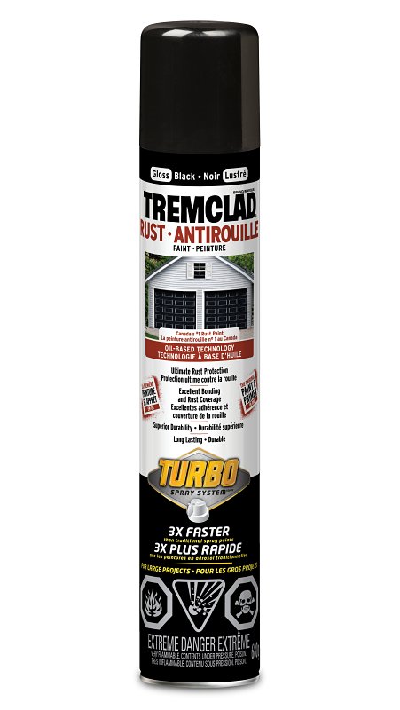 Tremclad 371479 Decorative Paint, Gloss, Black, 680 g, Aerosol Can