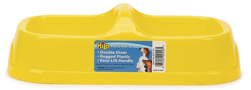 HiLo 00213H Dog Feeding Bowl, L, 14 oz Volume, 2-Compartment, Plastic