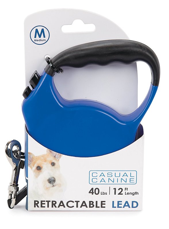 Casual Canine 11611 12 19 Belted Retractable Lead, 12 ft L, Blue, Snap Hook