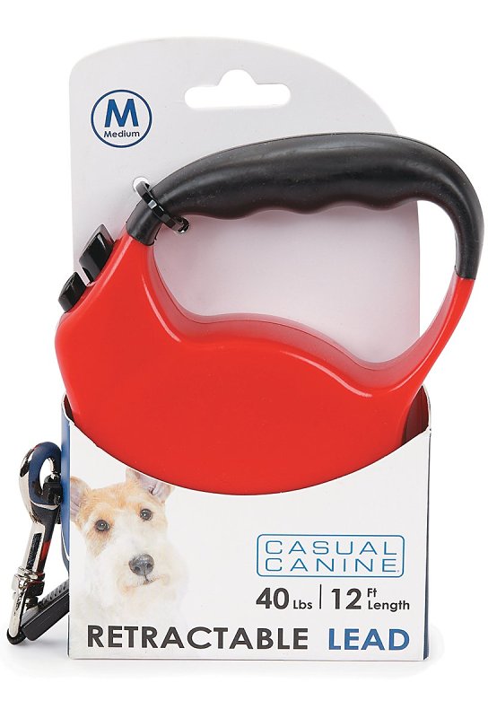 Casual Canine 11611 12 83 Belt Retractable Lead, 12 ft L, Red, Fastening Method: Snap Hook, M Breed