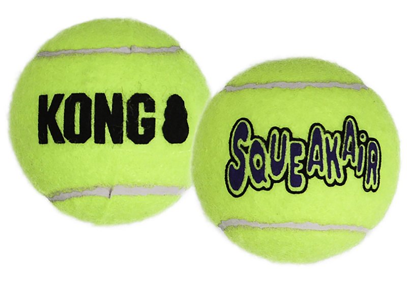Kong SqueakAir AST1 Dog Toy, Squeaker, L, Ball, Yellow, 10.8 in H x 4.3 in W x 3.3 in D