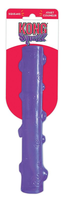Kong Squeezz PSS1 Dog Toy, L, Squeaker, Stick, Rubber, Amethyst/Emerald/Ruby/Sapphire