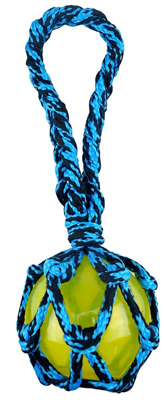 Pet Park Blvd US2044 19 Dog Toy, Squeaker Toy, Paracord Rope Tug with Squeaky Ball, Blue