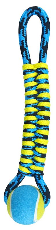Pet Park Blvd US2048 19 Dog Toy, Twisted Tug with Tennis Ball Toy, Paracord, Blue
