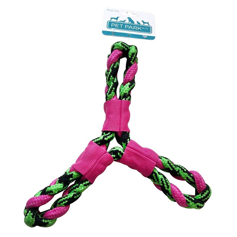 Pet Park Blvd US2049 75 Dog Toy, Paracord Rope Twisted Tri-Flyers, Woven Paracord, Pink