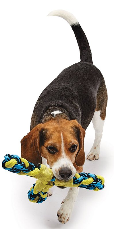 Pet Park Blvd US2049 99 Dog Toy, Fetch, Toss, Tug Toy, Paracord Rope Twisted Tri-Flyer, Yellow