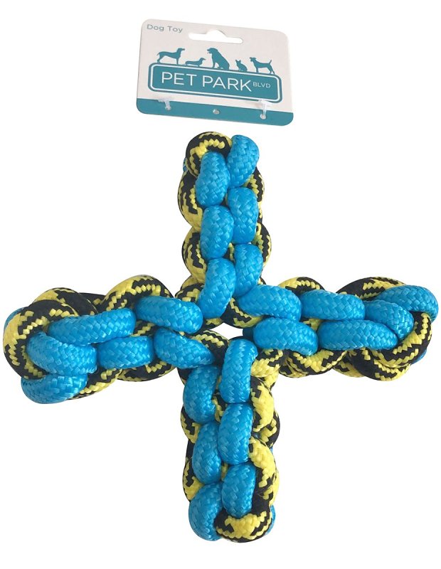 Pet Park Blvd US2051 19 Dog Toy, Rope Twisted Quad Toy, Paracord, Blue