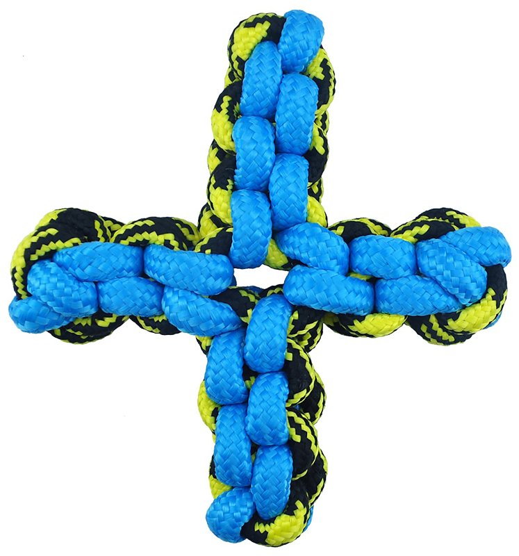 Pet Park Blvd US2051 19 Dog Toy, Rope Twisted Quad Toy, Paracord, Blue