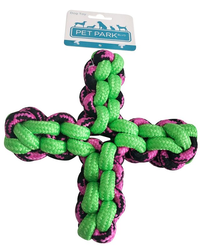 Pet Park Blvd US2051 43 Dog Toy, Rope Twisted Quad Toy, Paracord, Green