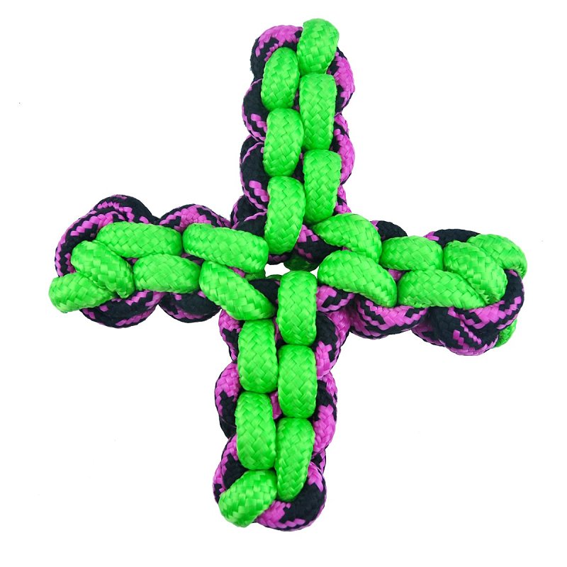 Pet Park Blvd US2051 43 Dog Toy, Rope Twisted Quad Toy, Paracord, Green