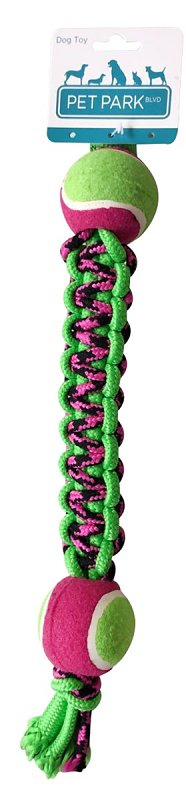 Pet Park Blvd US2056 43 Rope Toy, Double Ball Paracord, Woven, Green