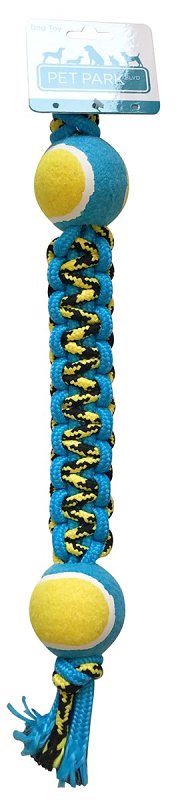Pet Park Blvd US2056 99 Dog Toy, Chew, Fetch, Tug Toy, Paracord Rope Double Tennis Tug, Yellow