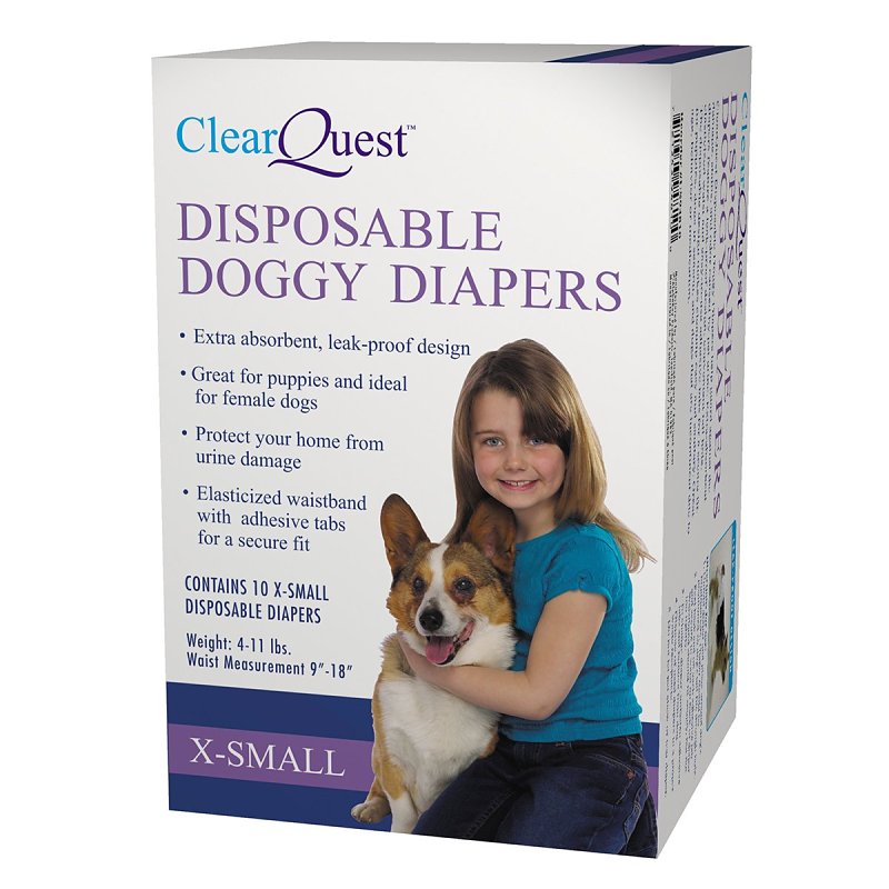 ClearQuest US948 10 Disposable Extra-Small Doggy Diapers, 9 to 18 in W