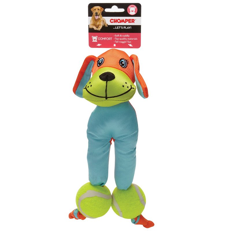 Chomper WB1101M-9 Dog Toy, Chew, Fetch, Tug Toy, Tennis Tot, Ballistic Nylon, Assorted