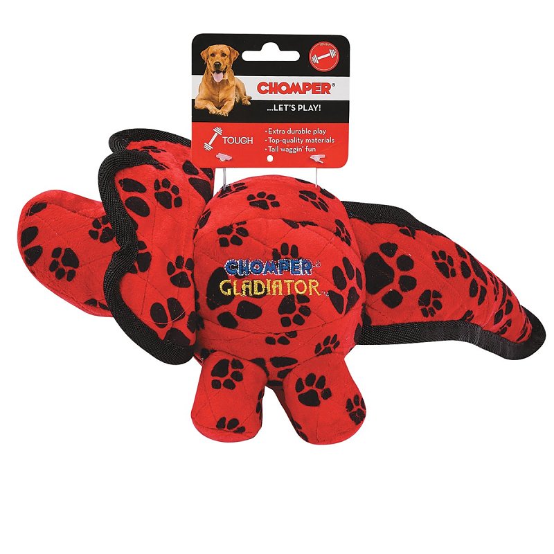 Chomper WB11516 Dog Toy, Gladiator Tuff Dino, Assorted