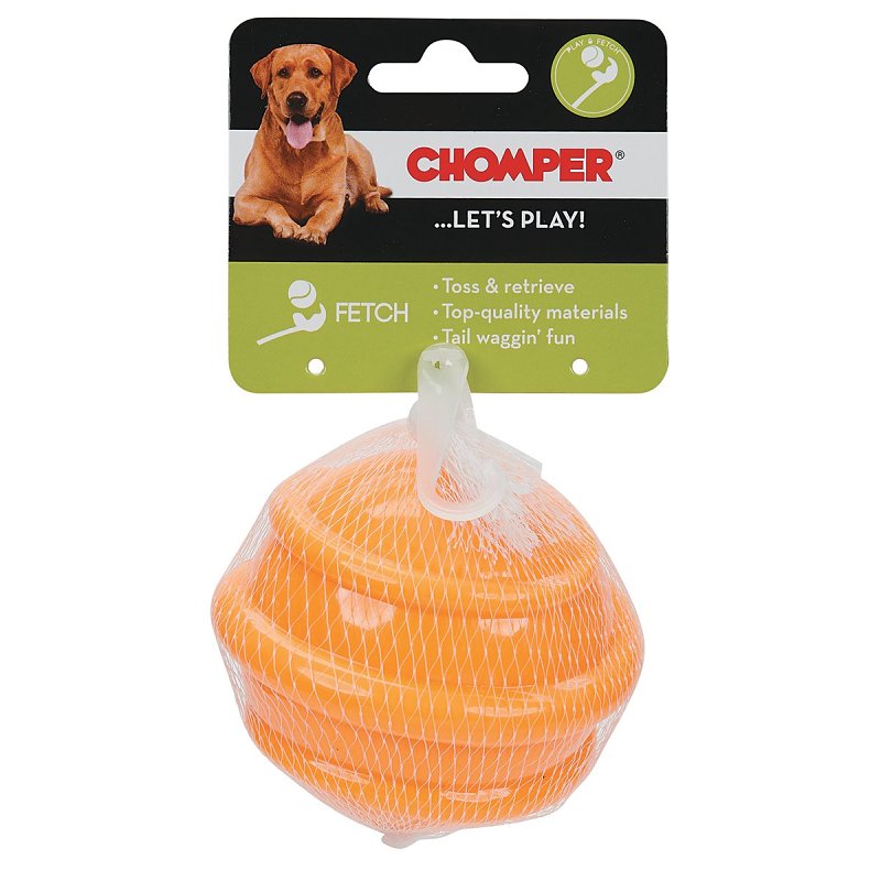 Chomper WB15557 L Dog Toy, 4 in, Squeaky Spiral Ball Toy, TPR, Assorted