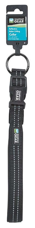 Guardian Gear ZA0006 24 30 Dog Collar, O-Ring Link, 24 to 30 in L Collar, Nylon, Jet Black