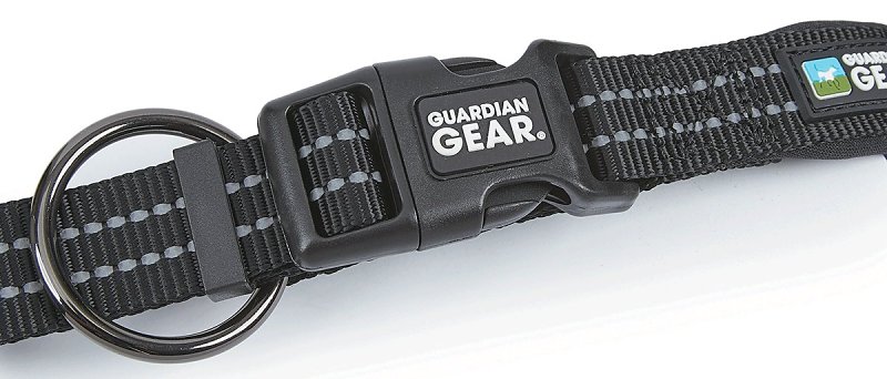 Guardian Gear ZA0006 24 30 Dog Collar, O-Ring Link, 24 to 30 in L Collar, Nylon, Jet Black