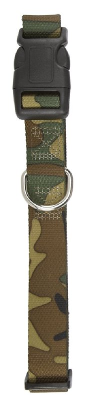 Casual Canine ZA6741 10 43 Dog Collar, D-Ring Link, 10 to 16 in L Collar, 5/8 in W Collar, Nylon, Green Camo