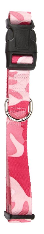 Casual Canine ZA6741 10 75 Dog Collar, D-Ring Link, 10 to 16 in L Collar, 5/8 in W Collar, Nylon, Pink Camo