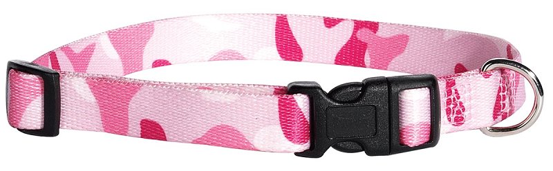 Casual Canine ZA6741 14 75 Dog Collar, D-Ring Link, 14 to 20 in L Collar, 5/8 in W Collar, Nylon, Pink Camo