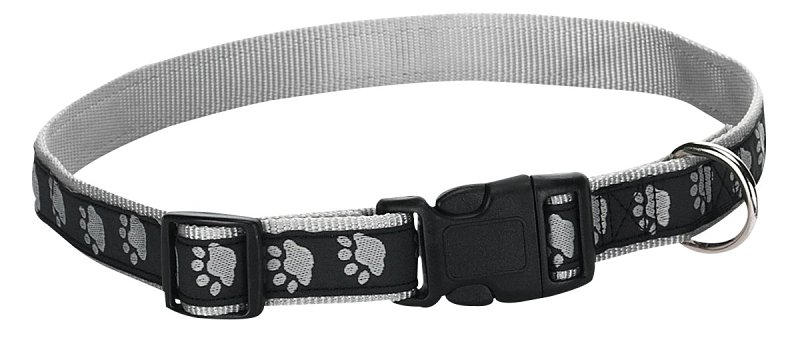 Casual Canine ZA8871 06 17 Dog Collar, 6 to 10 in L Collar, 3/8 in W Collar, Nylon, Black, Two Tone Paw Print