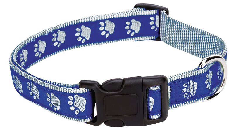 Casual Canine ZA8871 14 19 Dog Collar, 14 to 20 in L Collar, 5/8 in W Collar, Nylon, Blue, Two Tone Paw Print