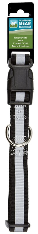 Guardian Gear ZA984 18 17 Dog Collar, 18 to 26 in L Collar, 1 in W Collar, Nylon, Black, Reflective Taping
