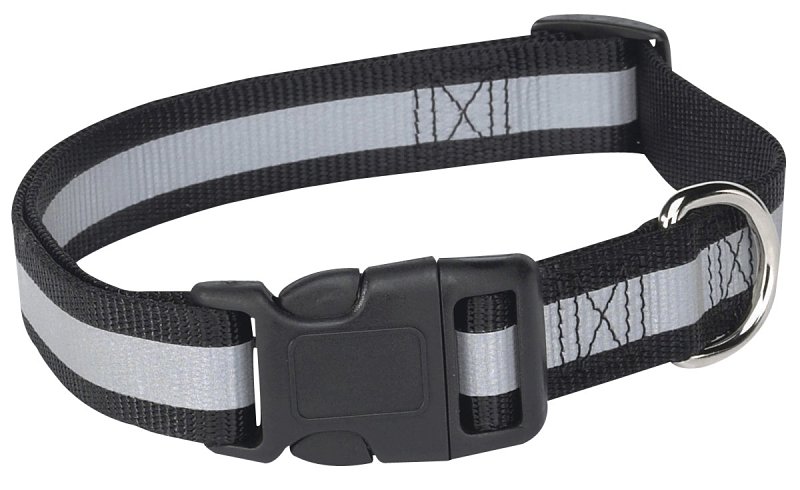 Guardian Gear ZA984 18 17 Dog Collar, 18 to 26 in L Collar, 1 in W Collar, Nylon, Black, Reflective Taping