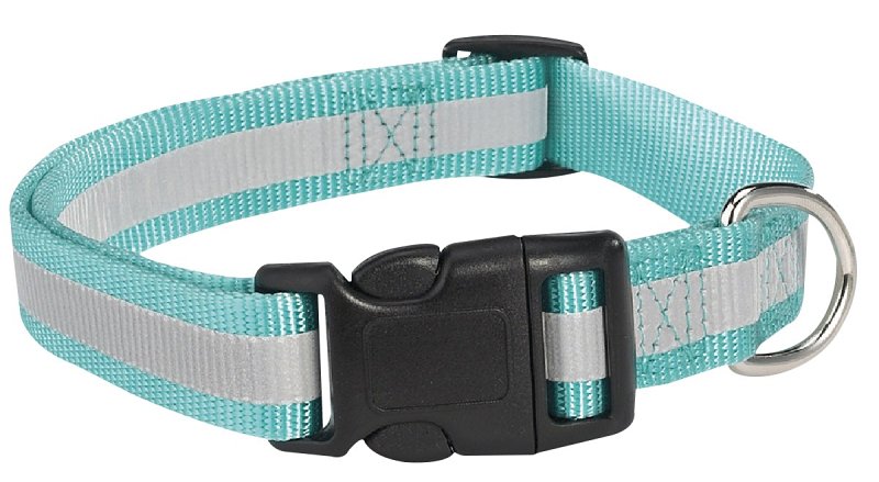 Guardian Gear ZA984 18 19 Dog Collar, 18 to 26 in L Collar, 1 in W Collar, Nylon, Blue, Reflective Taping
