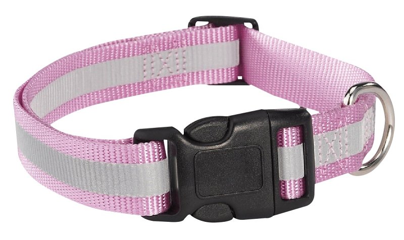 Guardian Gear ZA984 18 75 Dog Collar, 18 to 26 in L Collar, 1 in W Collar, Nylon, Pink, Reflective Taping