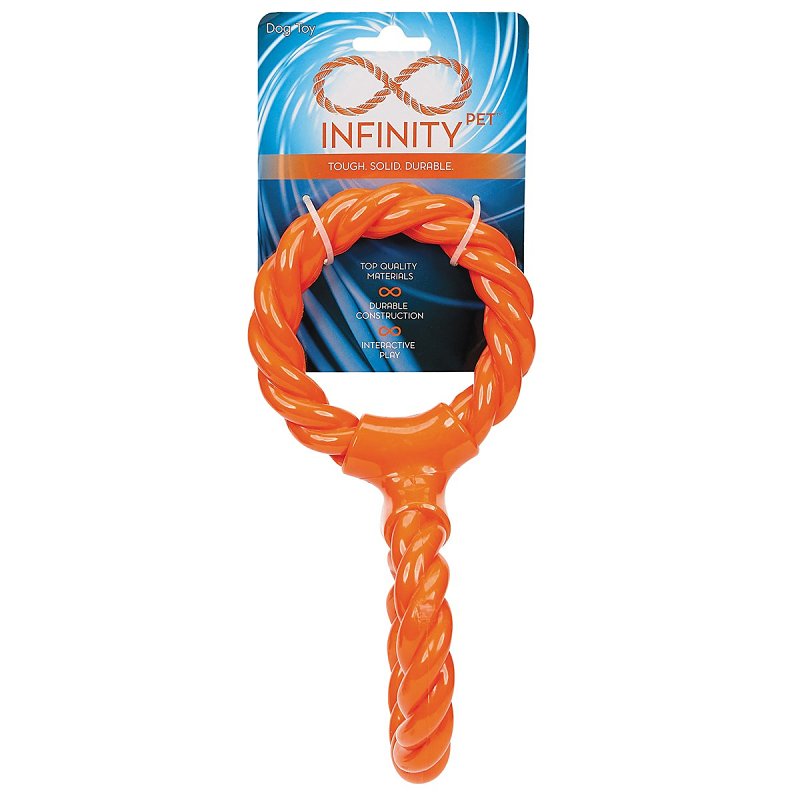 Infinity ZD2053 69 Dog Toy, Rope Double Ring Twist Tug, Thermoplastic Rubber, Orange