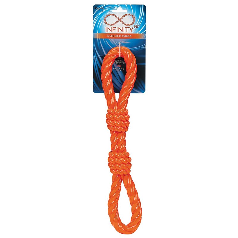 Infinity ZD2055 69 Dog Toy, Double Fist Tug, Thermoplastic Rubber, Orange
