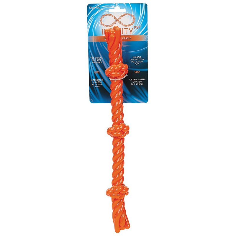 Infinity ZD2056 69 Dog Toy, 3-Knot Rope, Thermoplastic Rubber, Orange
