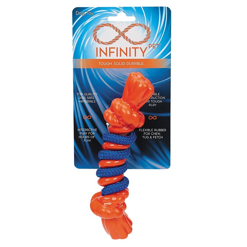 Infinity ZD2068 12 69 Dog Toy, S, Rope Bone, Thermoplastic Rubber, Orange