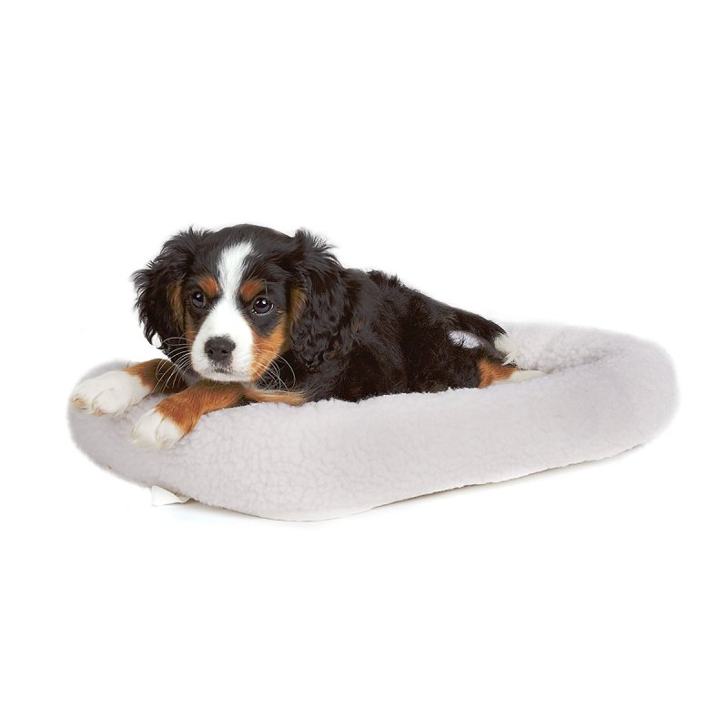 Slumber Pet ZW250 19 Dog Bed, 17-3/4 in L, 11-3/4 in W, Bumper Style Pattern, Sherpa Cover, Natural