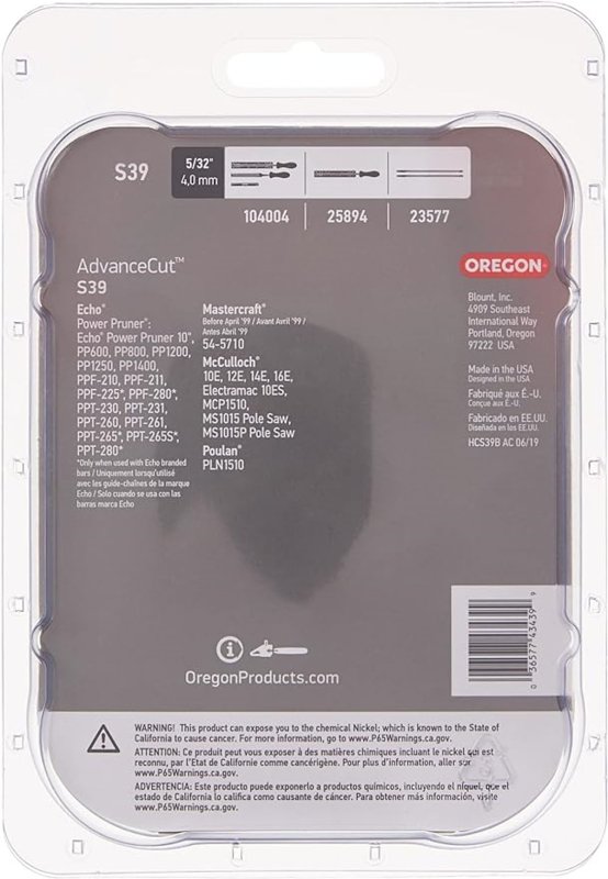 Oregon Xtraguard S39 Chainsaw Chain, 10 in L Bar, 0.05 Gauge, 3/8 in TPI/Pitch, 39-Link