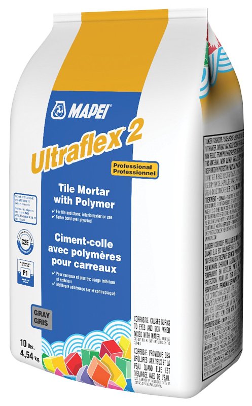 Mapei Ultraflex 2 Series 60053 Tile Mortar, Gray, Powder, 10 lb, Bag