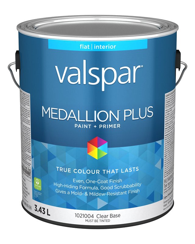 Medallion Plus 029.1021004.007 Interior Paint and Primer, Acrylic, Flat, Clear, 1 gal, 37 sq-m Coverage Area