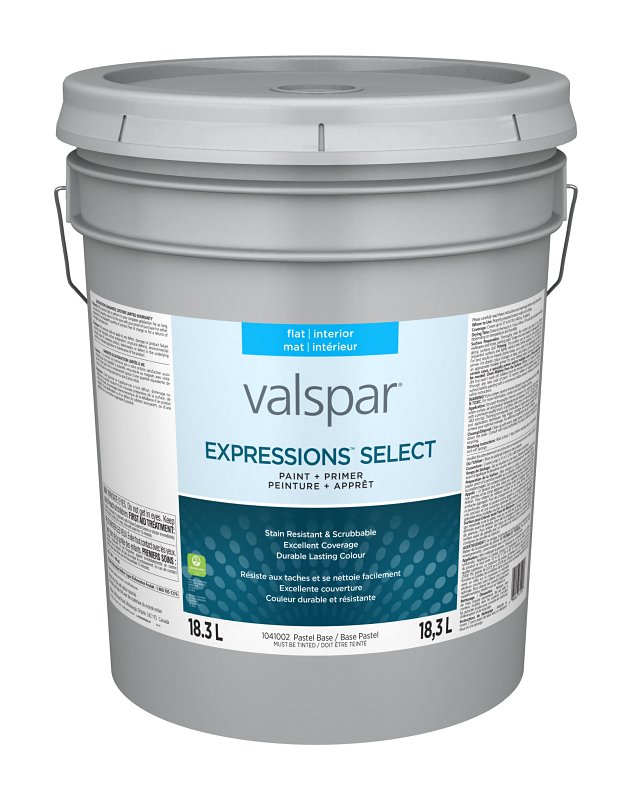 Expressions Select 029.1041002.008 Interior Paint and Primer, Flat, Pastel, 5 gal, 37 sq-m Coverage Area