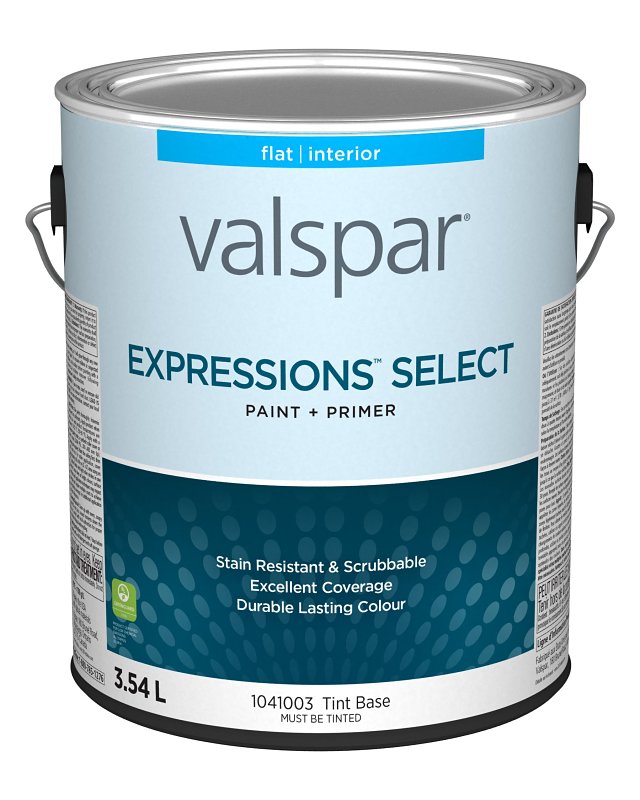 Expressions Select 029.1041003.007 Interior Paint and Primer, Flat, Tint Base, 1 gal, 37 sq-m Coverage Area