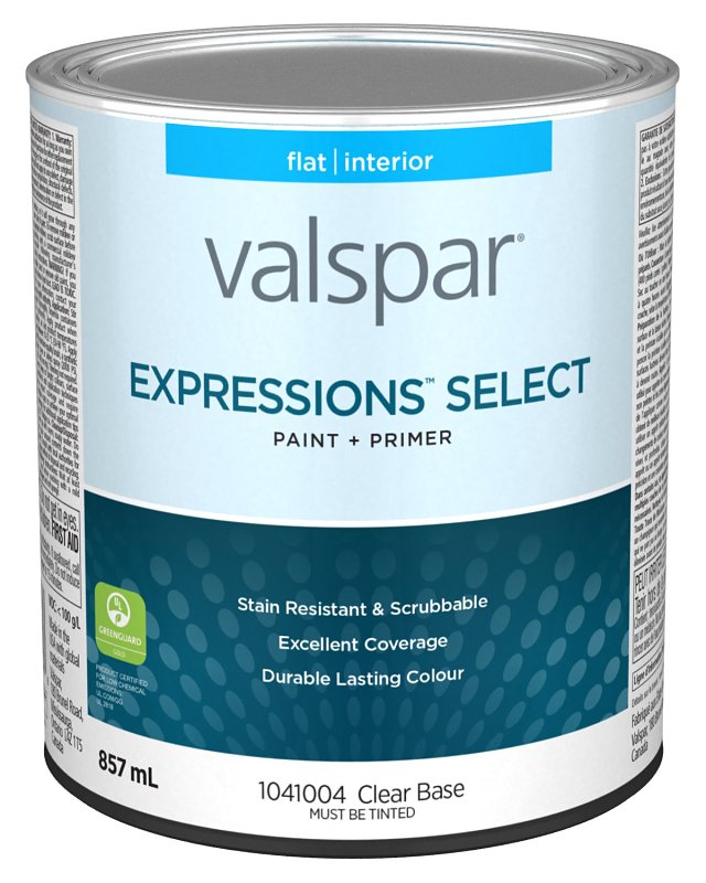 Expressions Select 029.1041004.005 Interior Paint and Primer, Flat, Clear, 1 qt, 37 sq-m Coverage Area