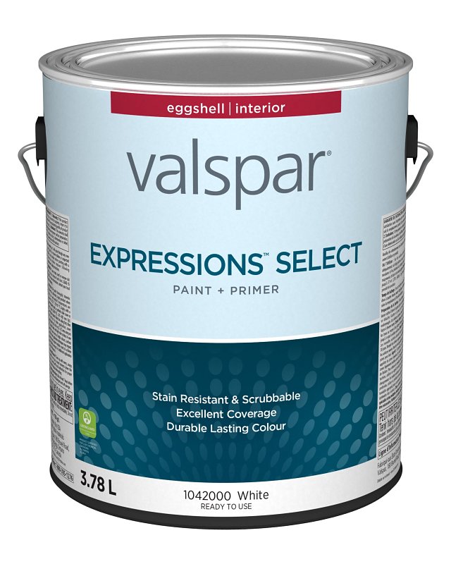 Expressions Select 029.1042000.007 Interior Paint and Primer, Eggshell, White, 1 gal, 37 sq-m Coverage Area